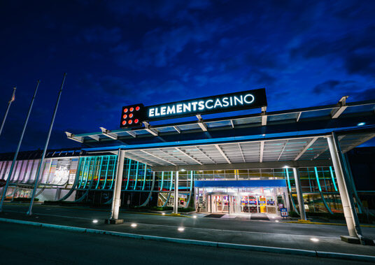 Elements Casino Surrey exterior front entrance at night