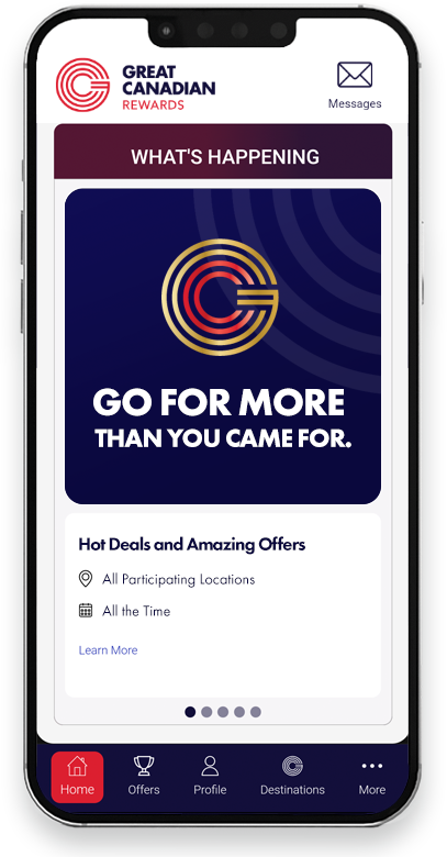 Mobile App showing Great Canadian Reward offers