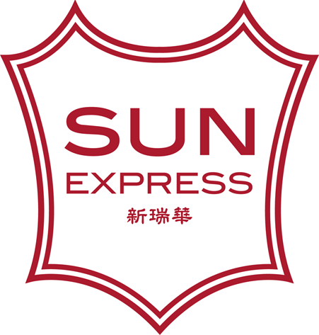The Pickering sun express logo in red and white.