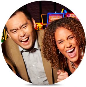 Couple laughing at table game