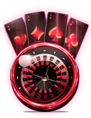 roulette wheel with cards fanned out along the top