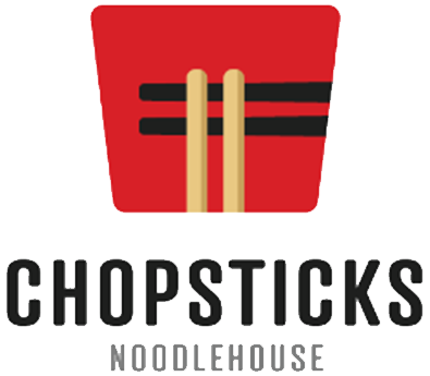 Chopsticks River Rock noodle house logo.