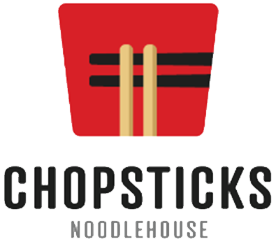 Chopsticks River Rock noodle house logo.