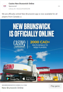 Casino New Brunswick Scam Ad Example