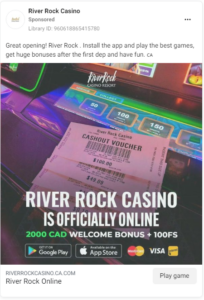 River Rock Scam Ad example from META