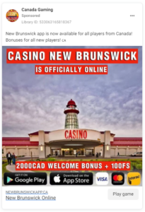 Casino New Brunswick August Scam Ad