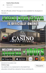 Casino Nova Scotia August Scam Ad