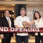 Gordon Ramsay Steak Ribon cutting with CEO of great Canadian, Gordon Ramsay, and Christine SInclair