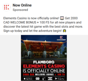 Elements Casino app is now available for all players from Canada! Bonuses for all new players! 2000CAD Welcome Bonus +100FS