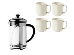 Coffee Press and Set of 4 Mugs