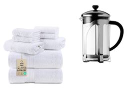 8 Piece Towel Set and Coffee Press