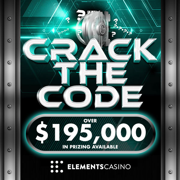 Crack the code over $195,000 in prizing available at Elements Casino