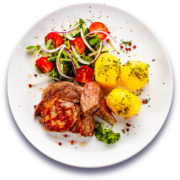 Plate of Food showing steak, potatoes and vegetables