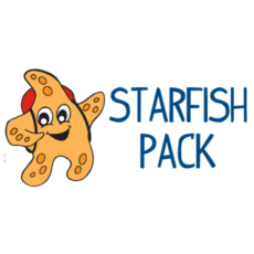 Starfish pack logo with a cartoon starfish.
